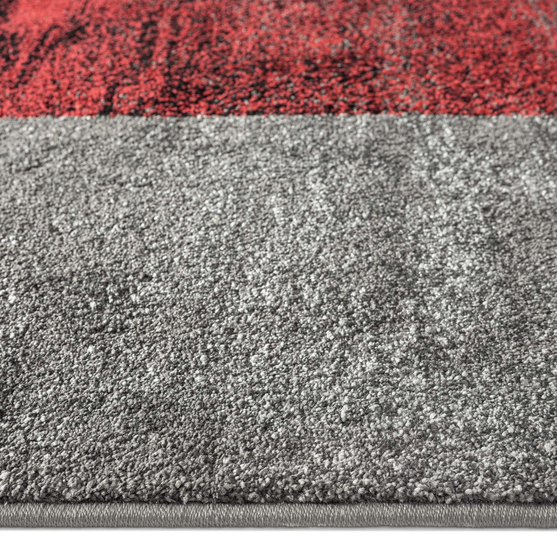 Geo Elegance 444 Red Hallway Runner-This thick and dense, heavy-duty collection has a durable construction and is power loomed in Turkey from heat-set polypropylene with shed-resistant and anti-static properties. Its modern, abstract designs are woven int