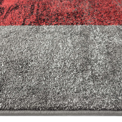 Geo Elegance 444 Red Hallway Runner-This thick and dense, heavy-duty collection has a durable construction and is power loomed in Turkey from heat-set polypropylene with shed-resistant and anti-static properties. Its modern, abstract designs are woven int