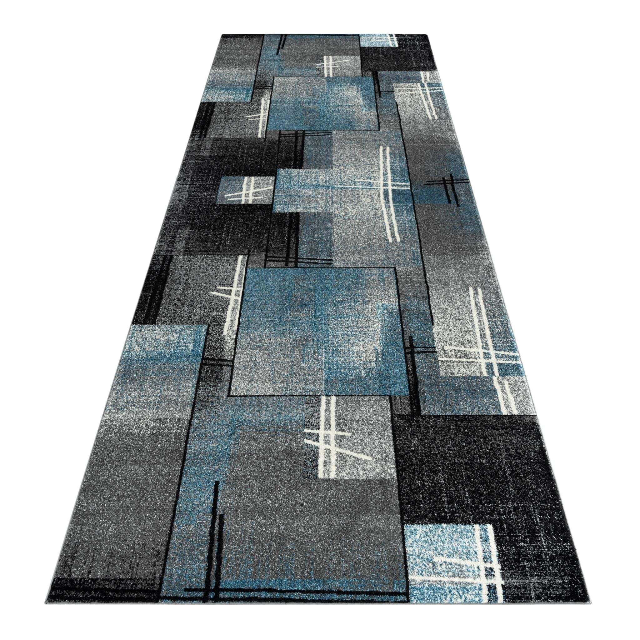 Geo Elegance 754 Blue Hallway Runner