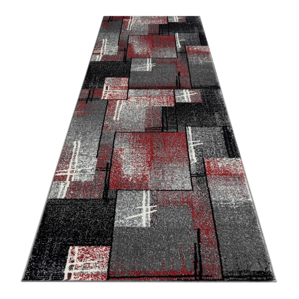 Geo Elegance 754 Red Hallway Runner