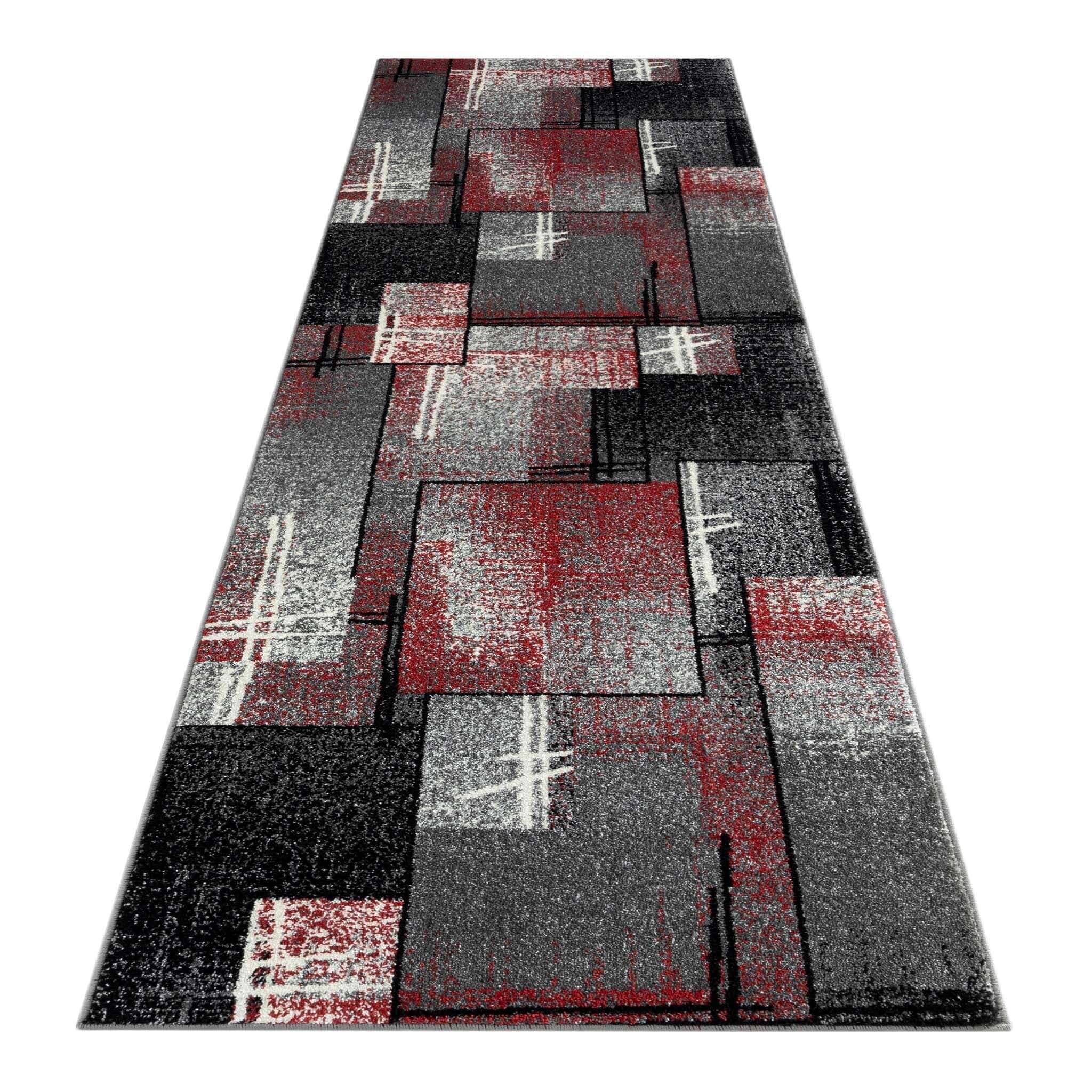 Geo Elegance 754 Red Hallway Runner