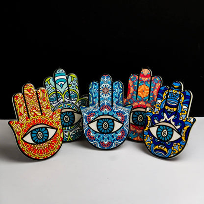 Hamsa Hand Coaster - Blue-Hamsa Hand Coaster, a beautiful and functional addition to your home decor. The Hamsa hand, also known as the Hand of Fatima, is a powerful symbol of protection, blessings, and good luck, making this coaster a meaningful and thou