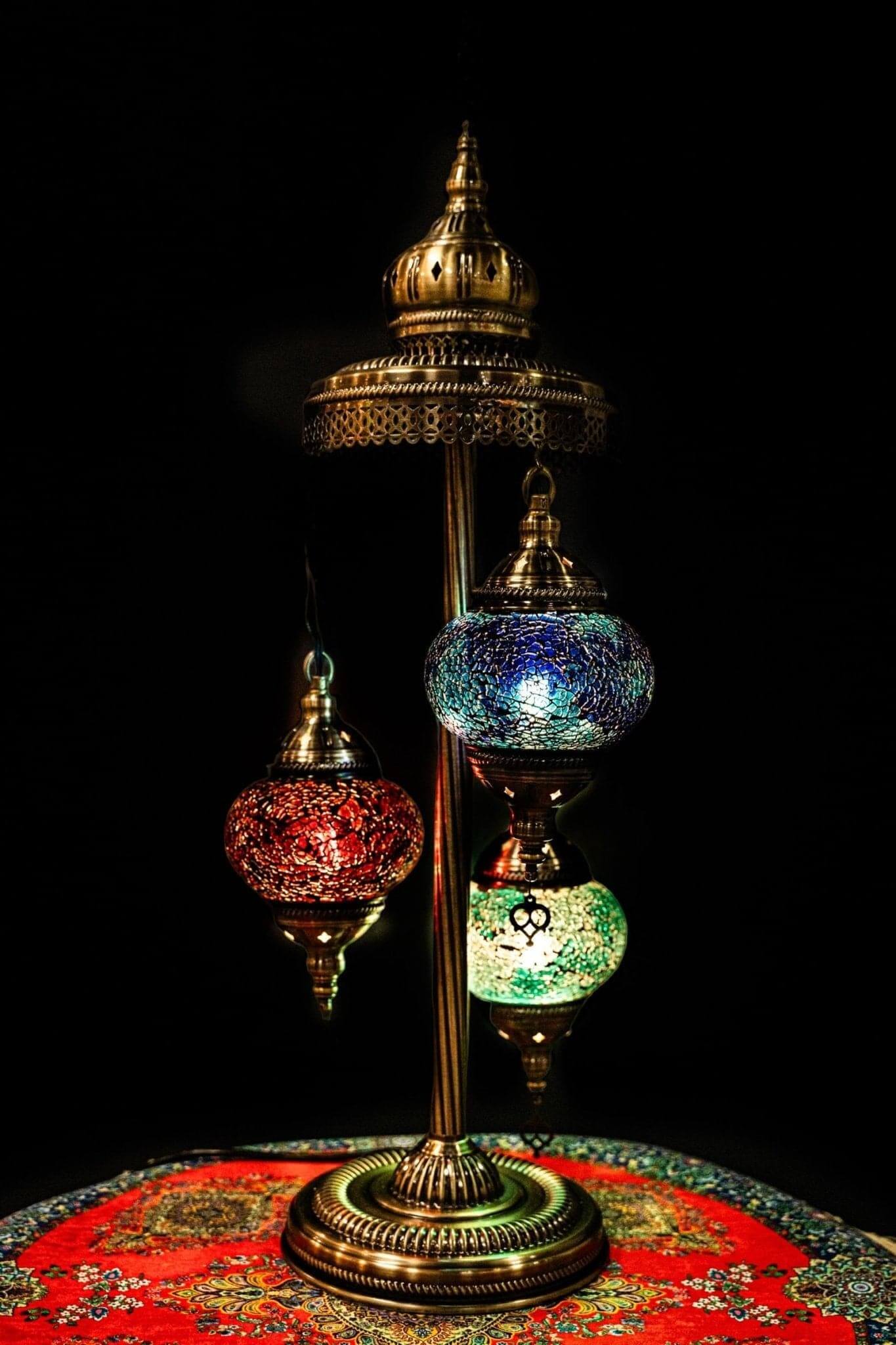 Mosaic Floor Lamp (Turkish Lamps)-Discover the beauty of a Turkish mosaic floor lamp. This stunning lamp combines intricate glasswork with warm, ambient lighting to elevate any room's decor. Perfect for creating a cozy atmosphere, this Turkish lamp includ