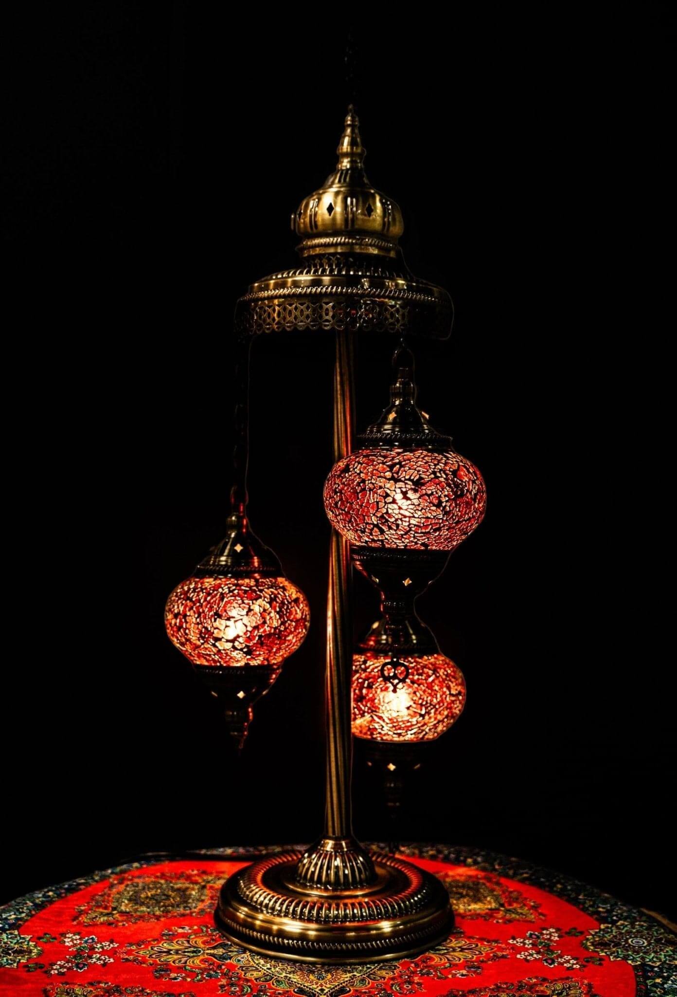 Mosaic Floor Lamp 3 Pieces Cracked Design- Red