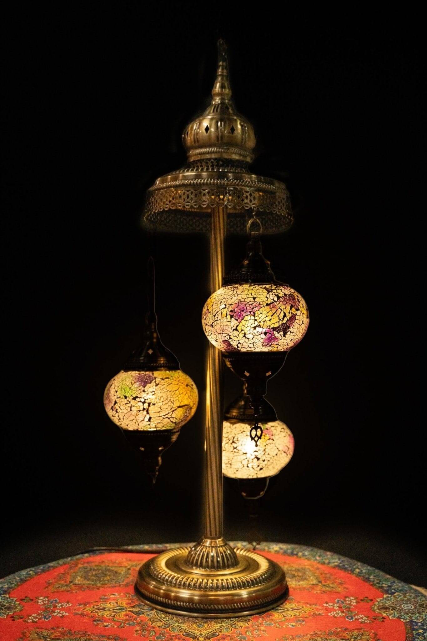 Mosaic Floor Lamp (Turkish Lamps)-Discover the beauty of a Turkish mosaic floor lamp. This stunning lamp combines intricate glasswork with warm, ambient lighting to elevate any room's decor. Perfect for creating a cozy atmosphere, this Turkish lamp includ