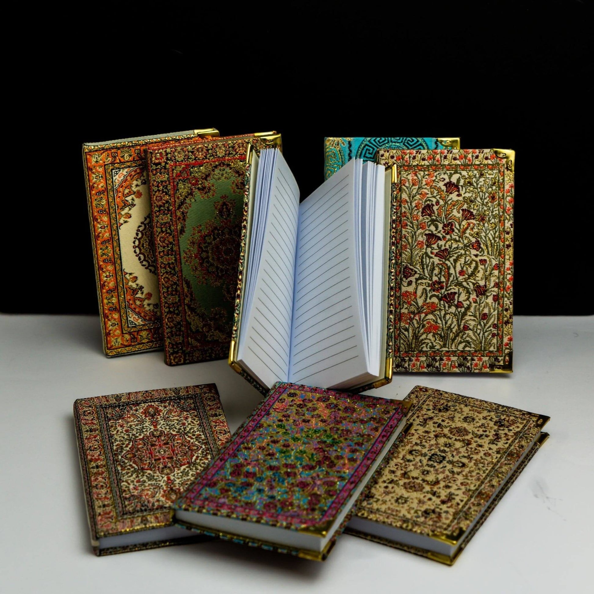 Notebook Rug Pattern- Blue-Introducing our stunning Rug Designs Notebook, a perfect blend of creativity and functionality. This unique notebook is inspired by beautiful rug patterns from various cultures, making it a captivating accessory for artists, des