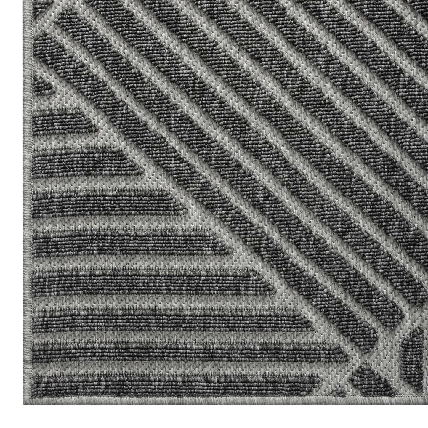 Outdoor Rugs 350 Grey Hallway Runner-This elegant indoor/outdoor collection has subtle, trellis patterns woven into a multi-textured polypropylene pile, sculpted with a high-and-low technique for a beautiful, subdued relief effect. This deluxe collection
