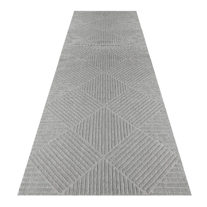 Outdoor Rugs 350 Lt Grey Hallway Runner-This elegant indoor/outdoor collection has subtle, trellis patterns woven into a multi-textured polypropylene pile, sculpted with a high-and-low technique for a beautiful, subdued relief effect. This deluxe collecti