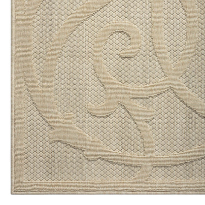 Outdoor Rugs 351 Cream Hallway Runner-This elegant indoor/outdoor collection has subtle, trellis patterns woven into a multi-textured polypropylene pile, sculpted with a high-and-low technique for a beautiful, subdued relief effect. This deluxe collection