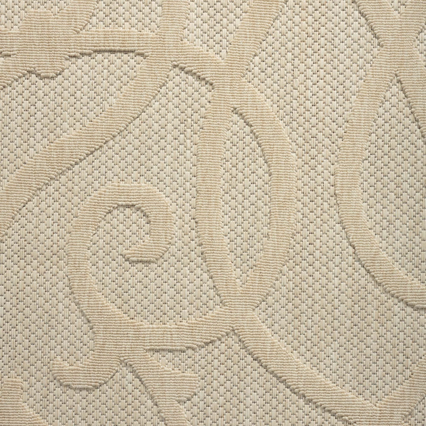 Outdoor Rugs 351 Cream Hallway Runner-This elegant indoor/outdoor collection has subtle, trellis patterns woven into a multi-textured polypropylene pile, sculpted with a high-and-low technique for a beautiful, subdued relief effect. This deluxe collection