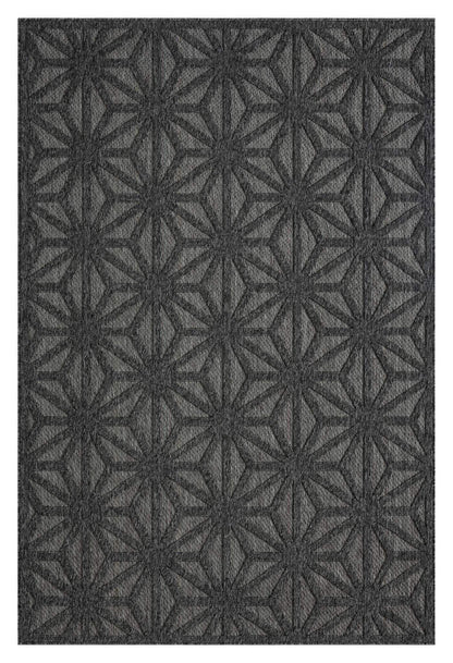 Outdoor Rugs 352 Dk Grey-This elegant indoor/outdoor collection has subtle, trellis patterns woven into a multi-textured polypropylene pile, sculpted with a high-and-low technique for a beautiful, subdued relief effect. This deluxe collection is suitable