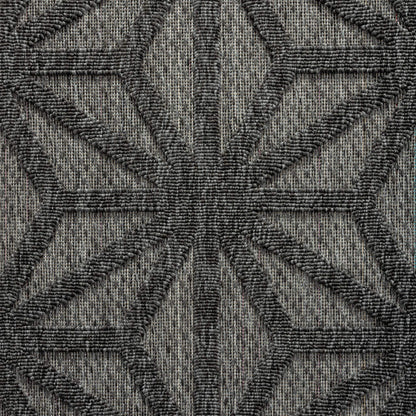 Outdoor Rugs 352 Dk Grey-This elegant indoor/outdoor collection has subtle, trellis patterns woven into a multi-textured polypropylene pile, sculpted with a high-and-low technique for a beautiful, subdued relief effect. This deluxe collection is suitable