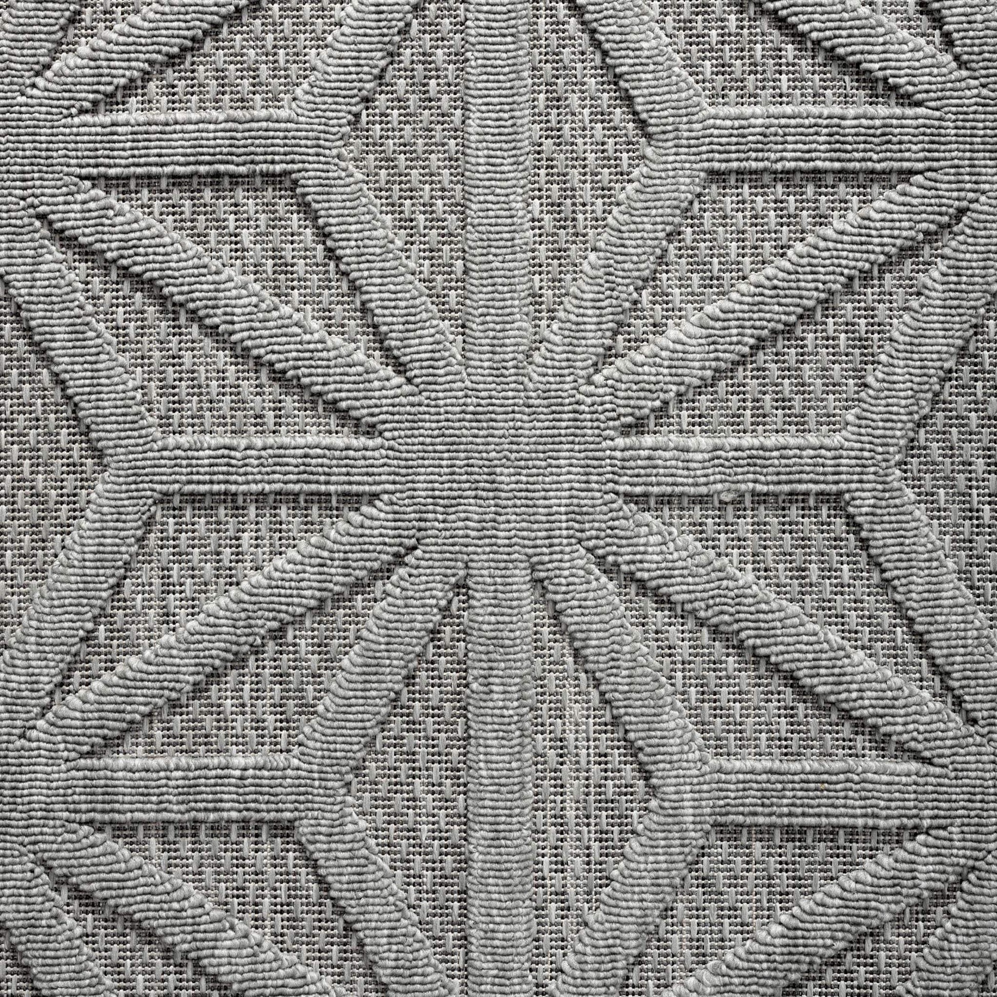 Outdoor Rugs 352 Grey-This elegant indoor/outdoor collection has subtle, trellis patterns woven into a multi-textured polypropylene pile, sculpted with a high-and-low technique for a beautiful, subdued relief effect. This deluxe collection is suitable for