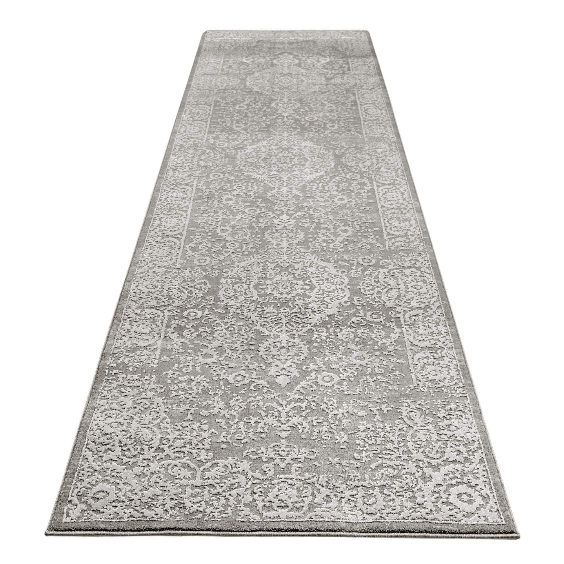 Regal Comfort 799 Lt Grey Hallway Runner-This exclusive collection consists of luxuriously sculpted, high-density rugs with a multi-textured soft pile. Power loomed in Turkey to highest standards and made from viscose, polyester, and cotton, this range is