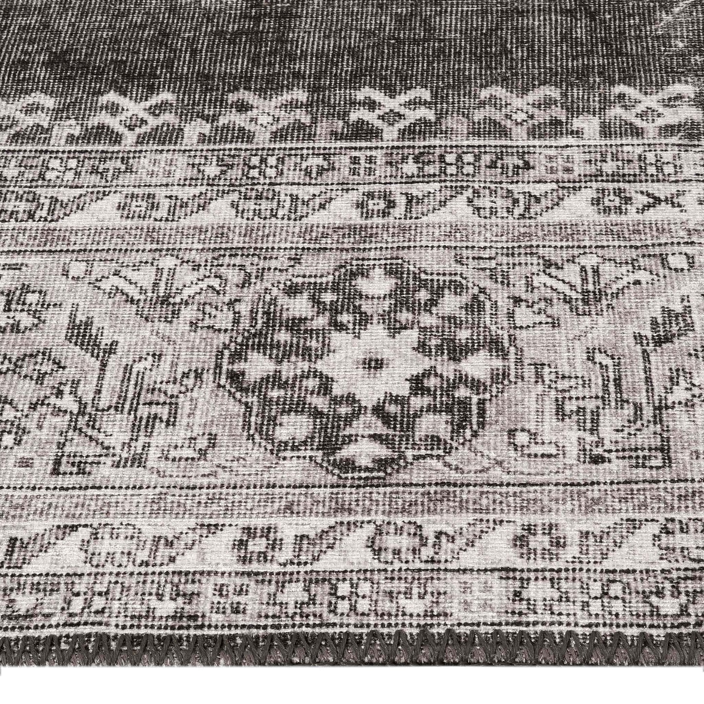 Vintage Turkish 24 Grey Hallway Runner-This exquisite collection recreates the spirit of well-worn antique textiles of the classic orient with its distressed traditional patterns and unusual designs, and suits contemporary interiors surprisingly well. The