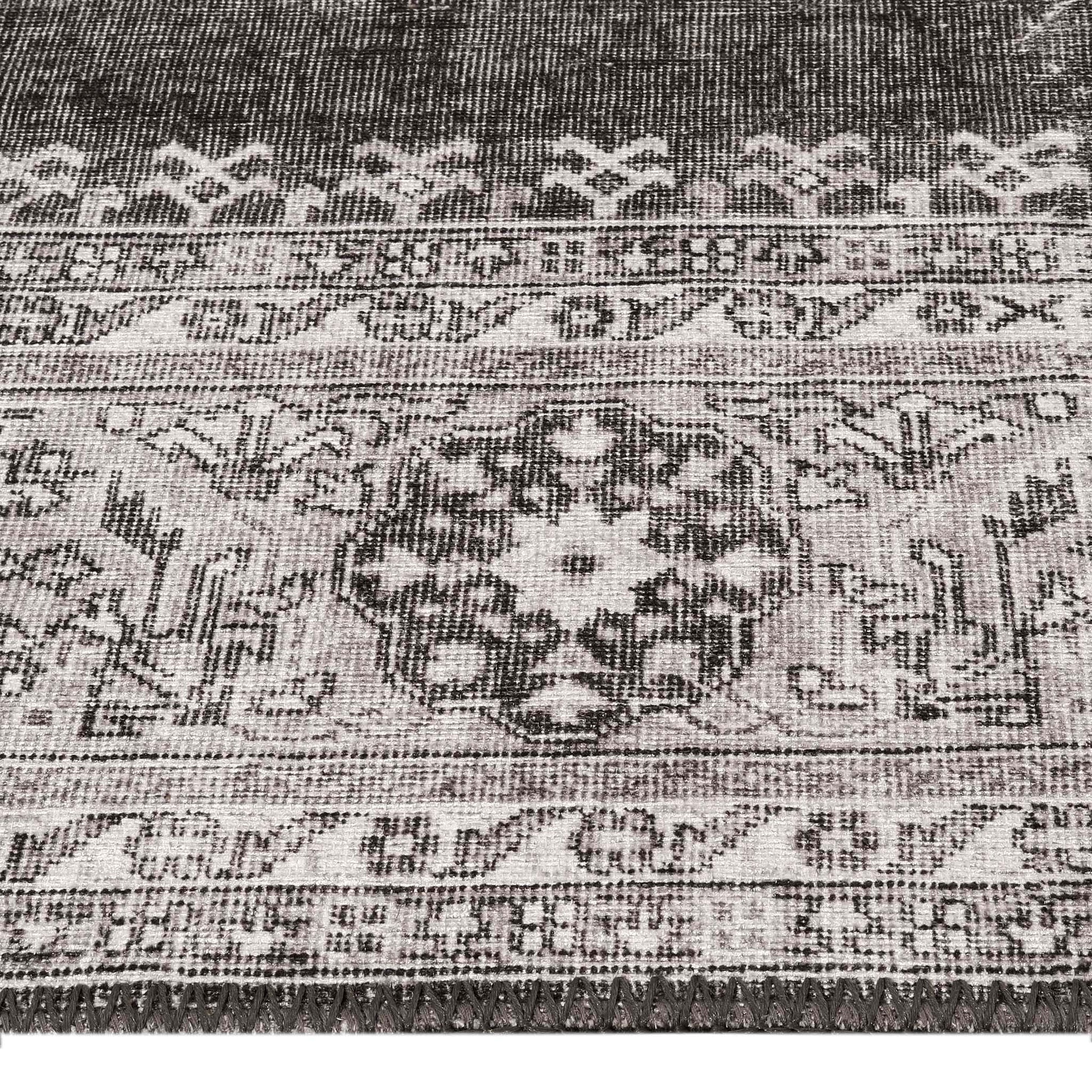 Vintage Turkish 24 Grey Hallway Runner-This exquisite collection recreates the spirit of well-worn antique textiles of the classic orient with its distressed traditional patterns and unusual designs, and suits contemporary interiors surprisingly well. The