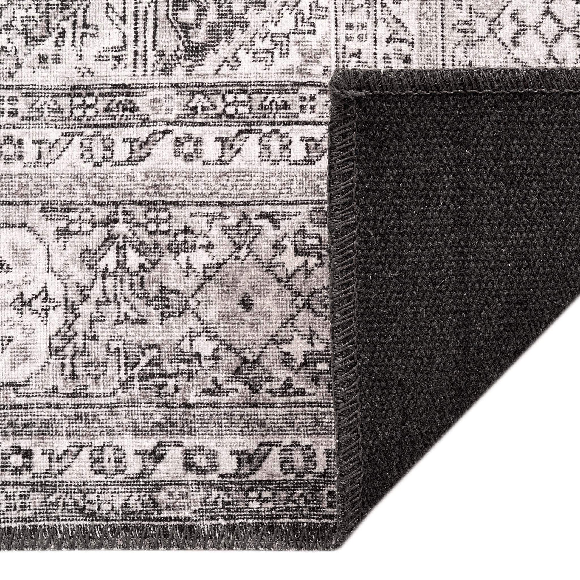 Vintage Turkish 24 Grey Hallway Runner-This exquisite collection recreates the spirit of well-worn antique textiles of the classic orient with its distressed traditional patterns and unusual designs, and suits contemporary interiors surprisingly well. The