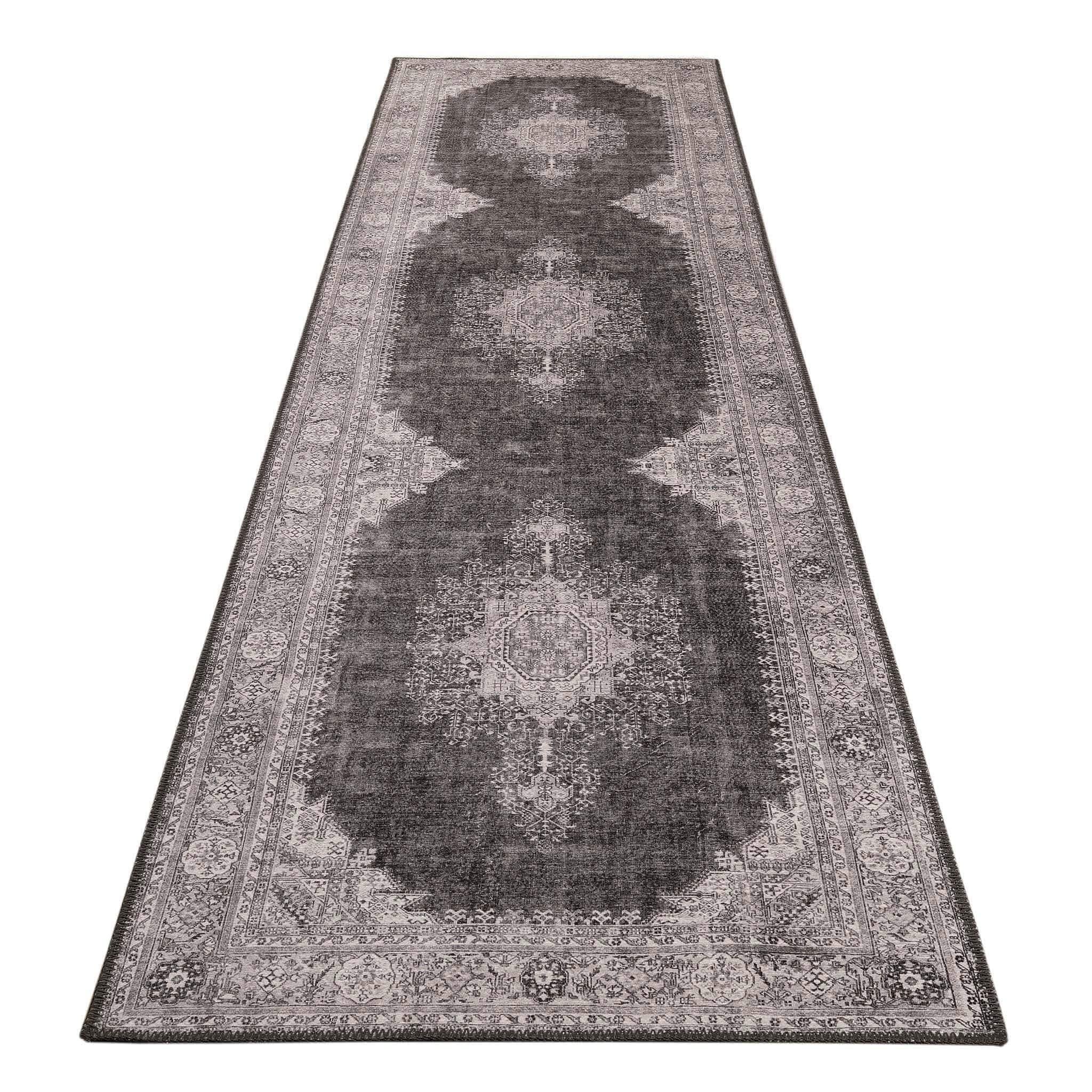 Vintage Turkish 24 Grey Hallway Runner