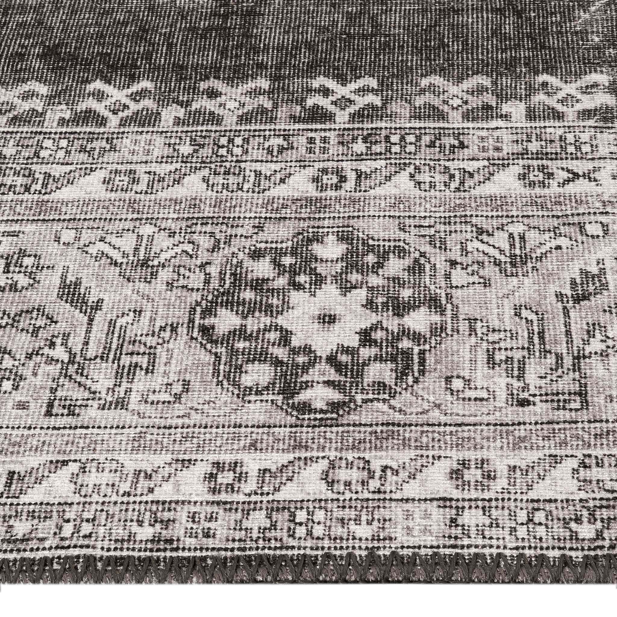 Vintage Turkish 24 Grey Hallway Runner