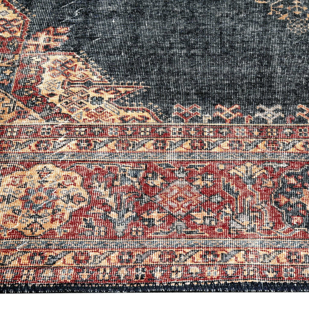 Vintage Turkish 24 Navy Hallway Runner