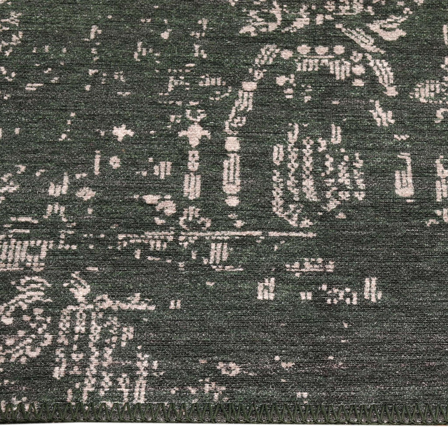 Vintage Turkish 32 Green-This exquisite collection recreates the spirit of well-worn antique textiles of the classic orient with its distressed traditional patterns and unusual designs, and suits contemporary interiors surprisingly well. These raw but sty