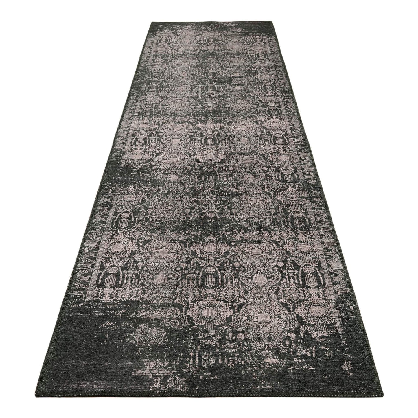 Vintage Turkish 32 Green Hallway Runner-This exquisite collection recreates the spirit of well-worn antique textiles of the classic orient with its distressed traditional patterns and unusual designs, and suits contemporary interiors surprisingly well. Th