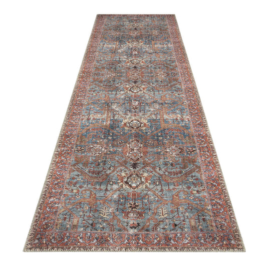 Vintage Turkish 677 Multi Hallway Runner-This exquisite collection recreates the spirit of well-worn antique textiles of the classic orient with its distressed traditional patterns and unusual designs, and suits contemporary interiors surprisingly well. T